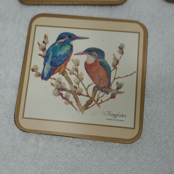 Pimpernel Coasters Set of 6 Cork Back European Birds 4x4 Original Box Vintage - Picture 3 of 11